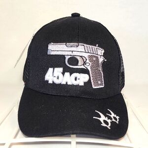 Hat 45 ACP Colt Hat Ball Cap Snapback Black Mesh Back.  NEW